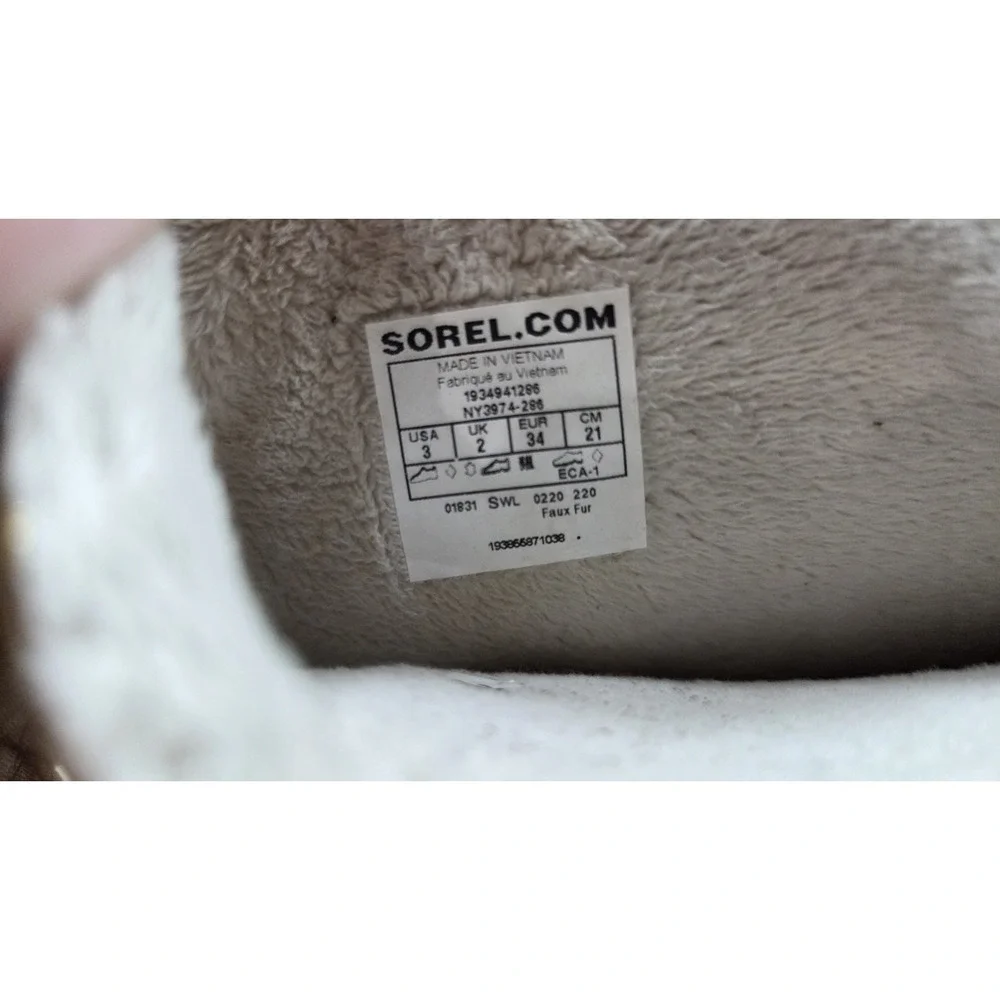Sorel Whitney II Strap Youth Waterproof Boots Brown Stars US 3‎